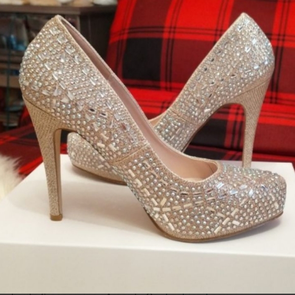 Gold Crystal Stone Doris Evening Pumps Shoes - Picture 4 of 7